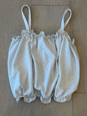 Livi by Olivia Rae White Eyelet Smocked Ruffle Cami Tank Top Size Medium